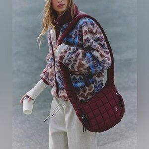 Free People Mini Quilted Carryall Mahogony